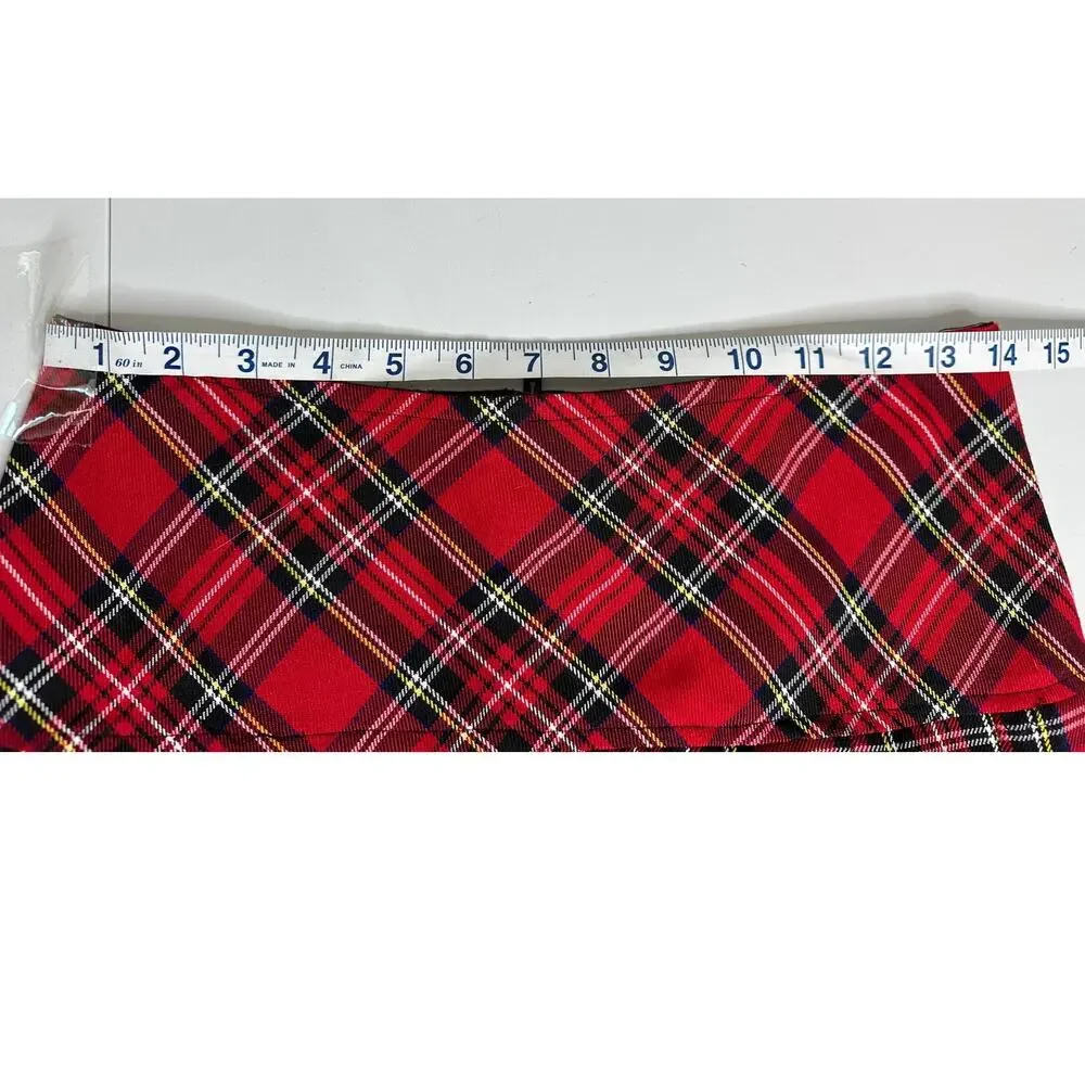 Royal Bones by Daang Mini Skirt Womens S Red Plaid Pleated Mall Goth Y2K Punk